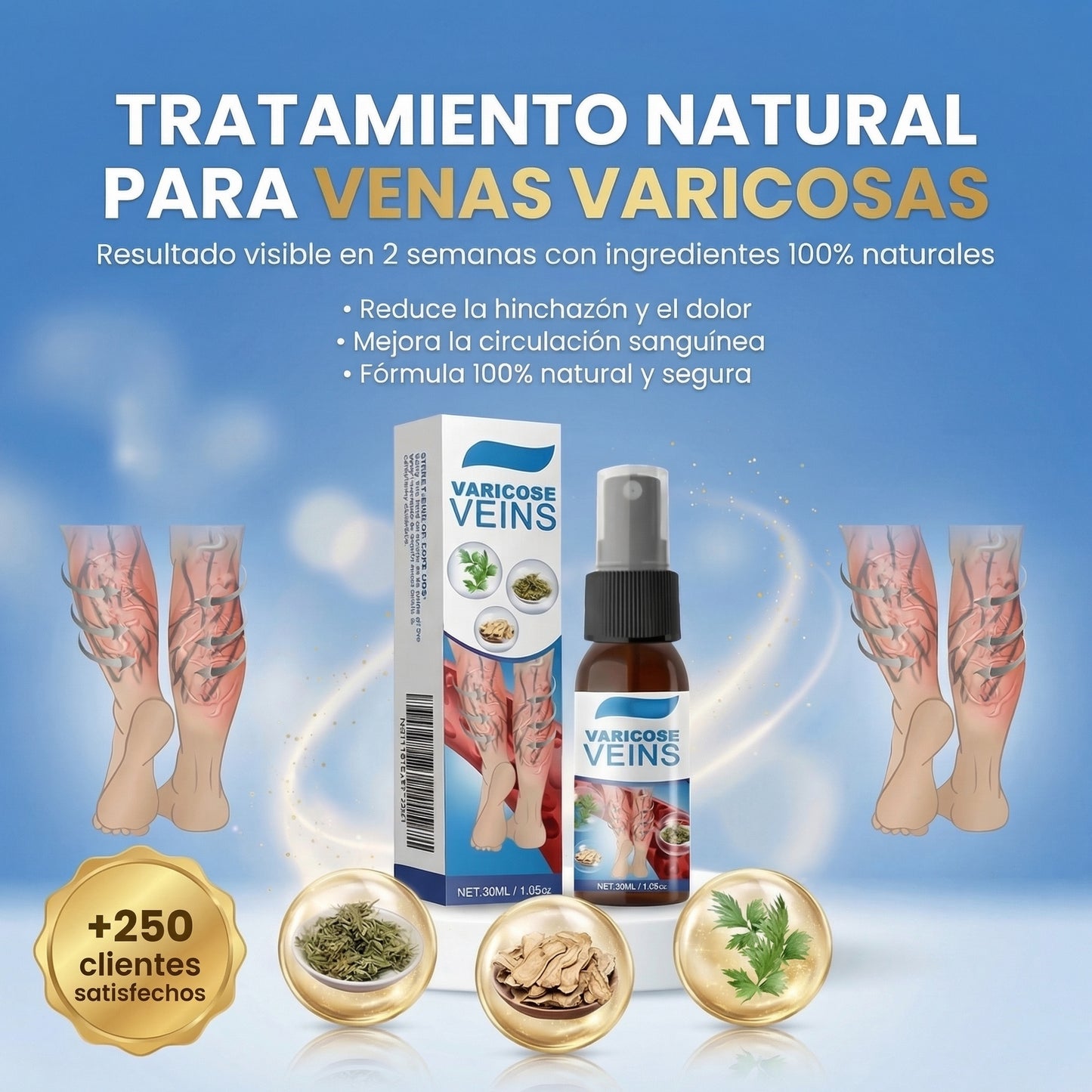 Adiós Várices | Spray para Reducir Venas Visibles y Pesadez