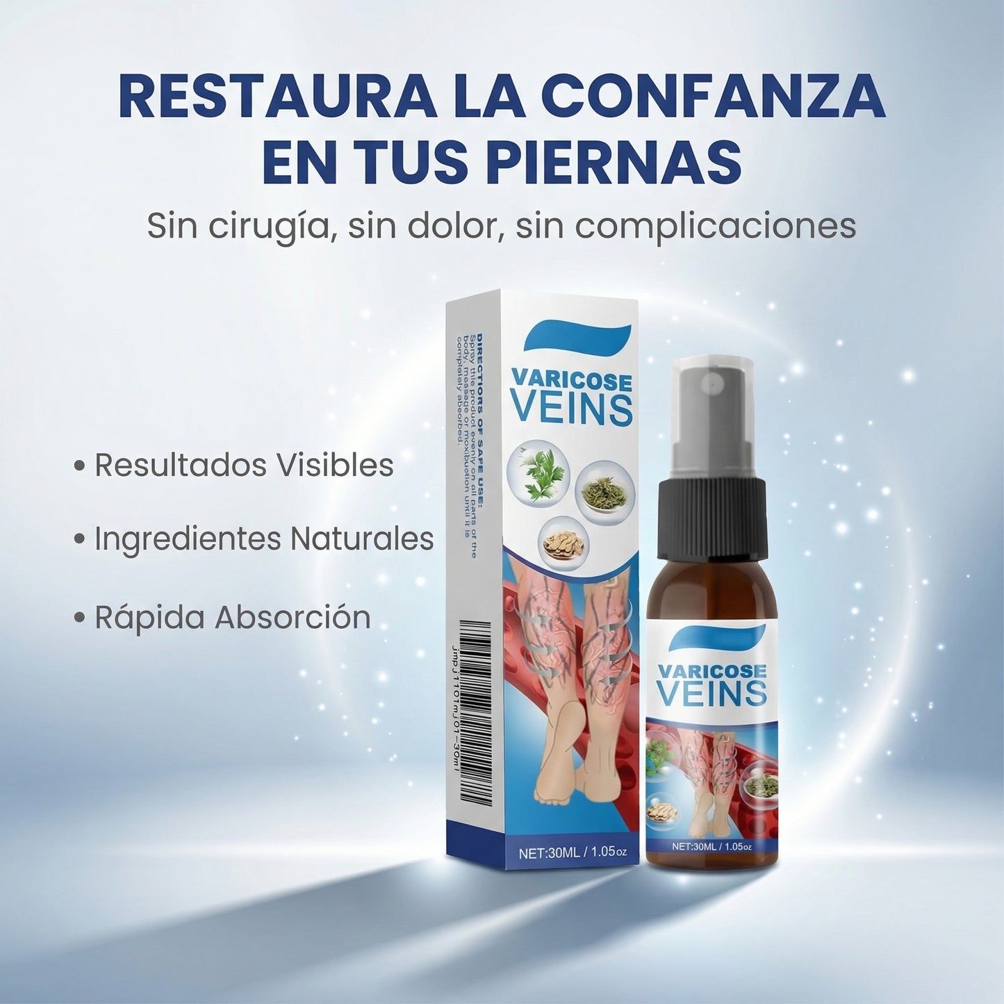 Adiós Várices | Spray para Reducir Venas Visibles y Pesadez
