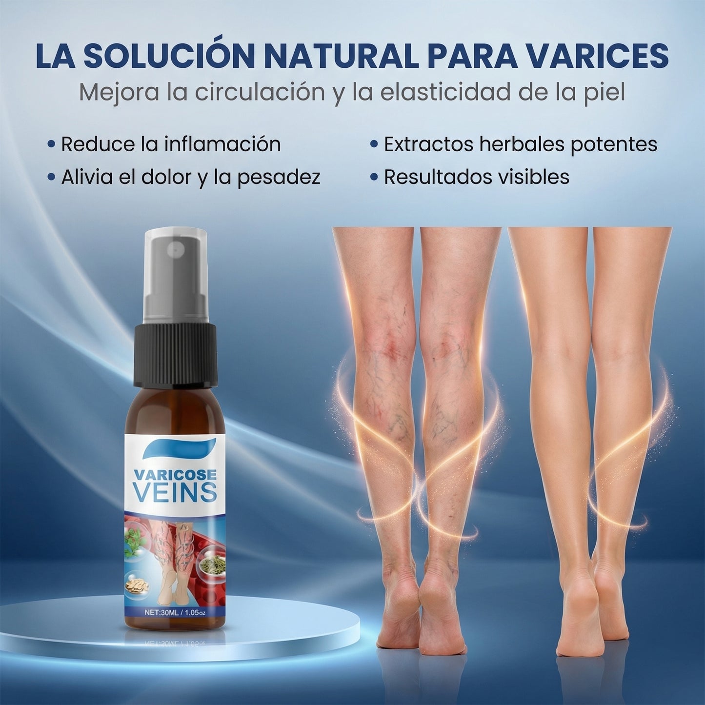 Adiós Várices | Spray para Reducir Venas Visibles y Pesadez